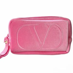 Valentino Beauty Velvet Makeup Bag Wrist Pouch - Rose Pink
